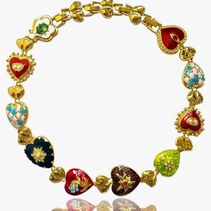 Gold heart choker coquette style necklace Y2K style fashion